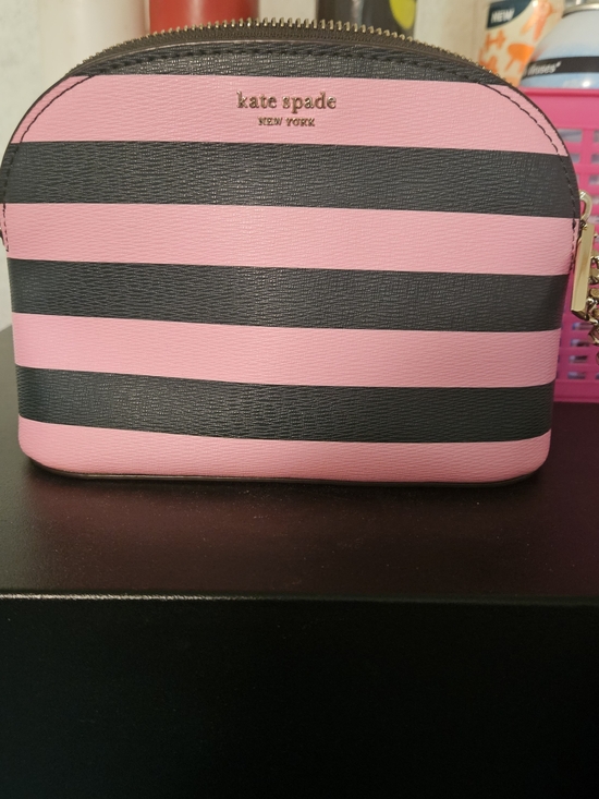 kate spade Handbags - kate spade Pink and Black Striped Dome Purse